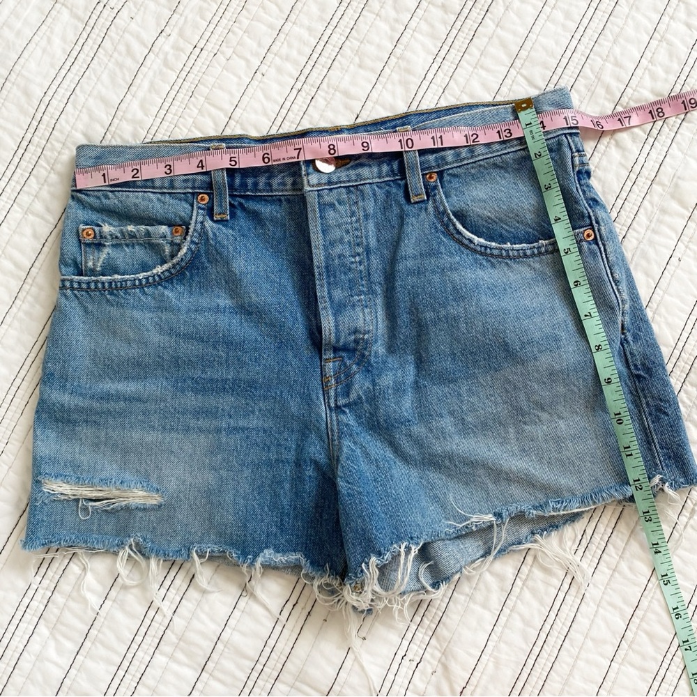 GRLFRND Hayden Low Rise Boyfriend Short Button Fly Emerald Bay Blue size 26 - Picture 8 of 10